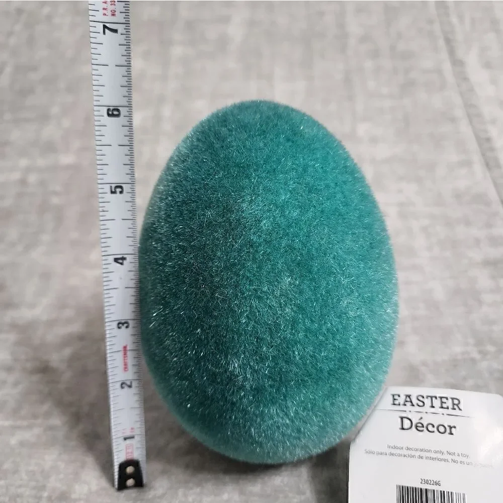 New Easter/ spring Flocked Easter Egg Décor Bundle of 2, Size 8